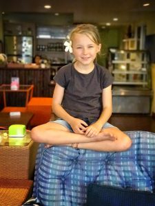 Zoe chilling out in hostel in Chiang Mai