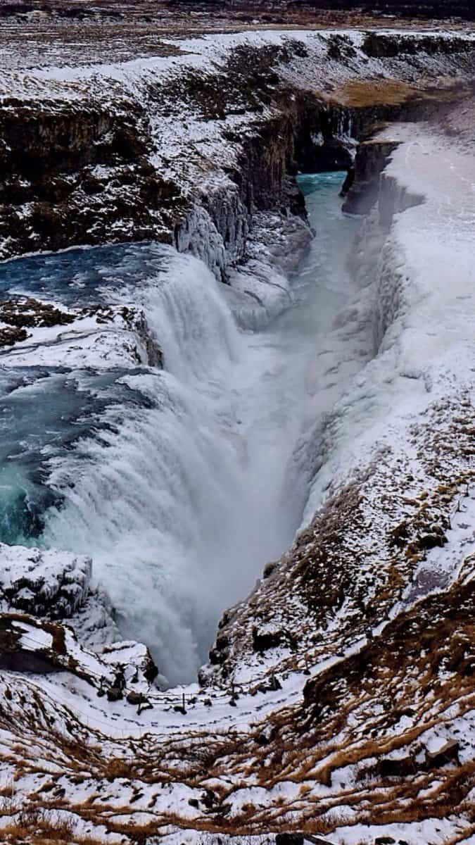Gullfoss Waterfall in Winter In Iceland
