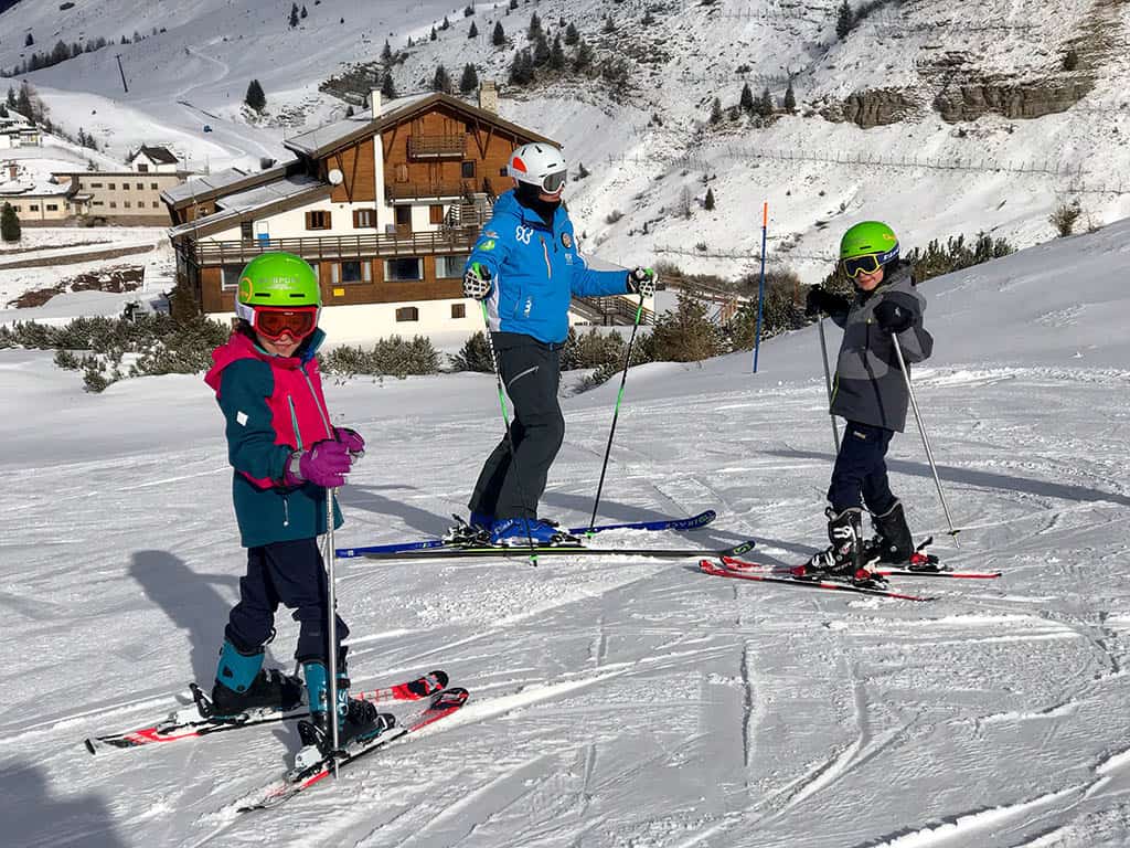 Children ski lesson in Passo Rolle, San Martino di Castrazzo