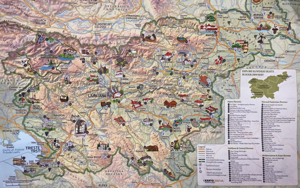 map of best places to visit in slovenia	
nova gorica, lake bled, bled castle, slovenia castle, piran, ptuj, predjama castle
best way to visit slovenia is to rent a vehicle and drive around