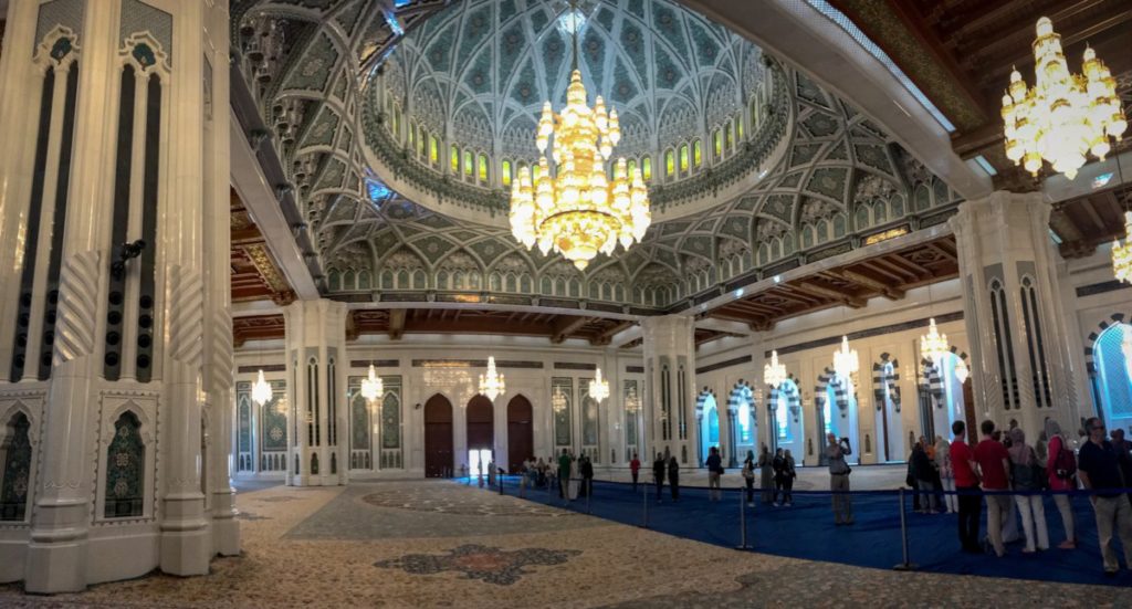 Sultan Qaboos Grand Mosque interior - the travelling twins