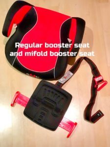 mifold foldable car seat and regular car booster seat 