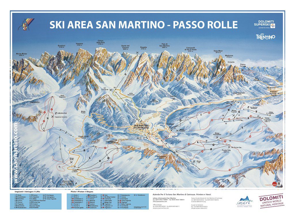 San Martino ski slope map, 