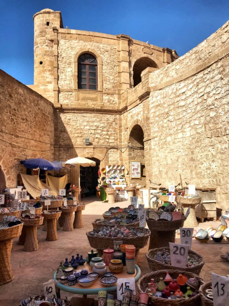 Essaouira popular Souvenir Market under the ramparts 