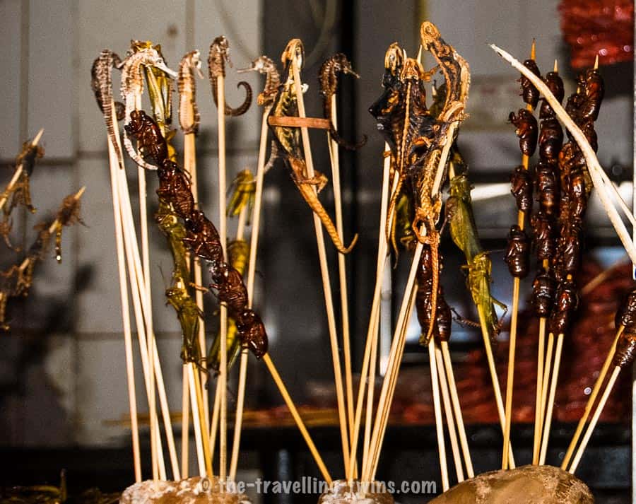china - weird foods on a stick strange eaten foods larvae in South Korea and China